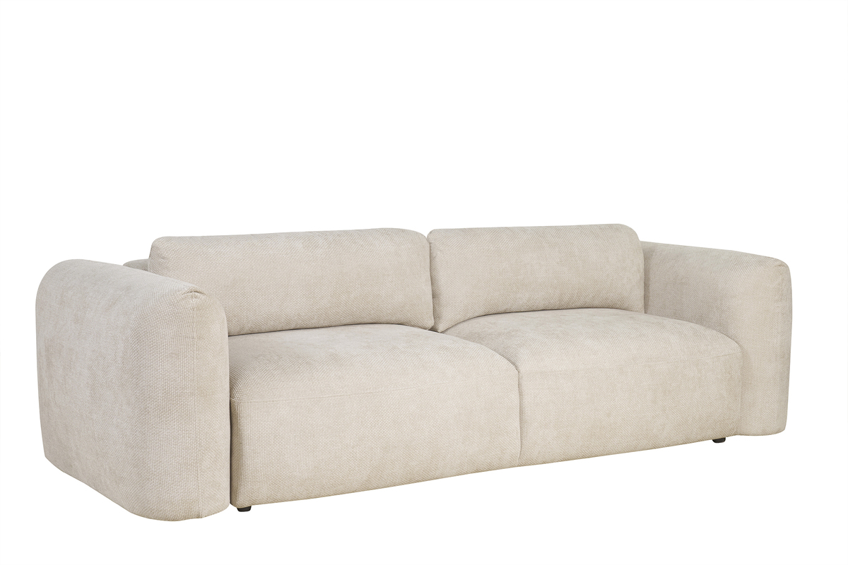 Schlafsofa mit Bettkasten aus beigem Chenille-Veloursstoff 4-Sitzer CRUSH