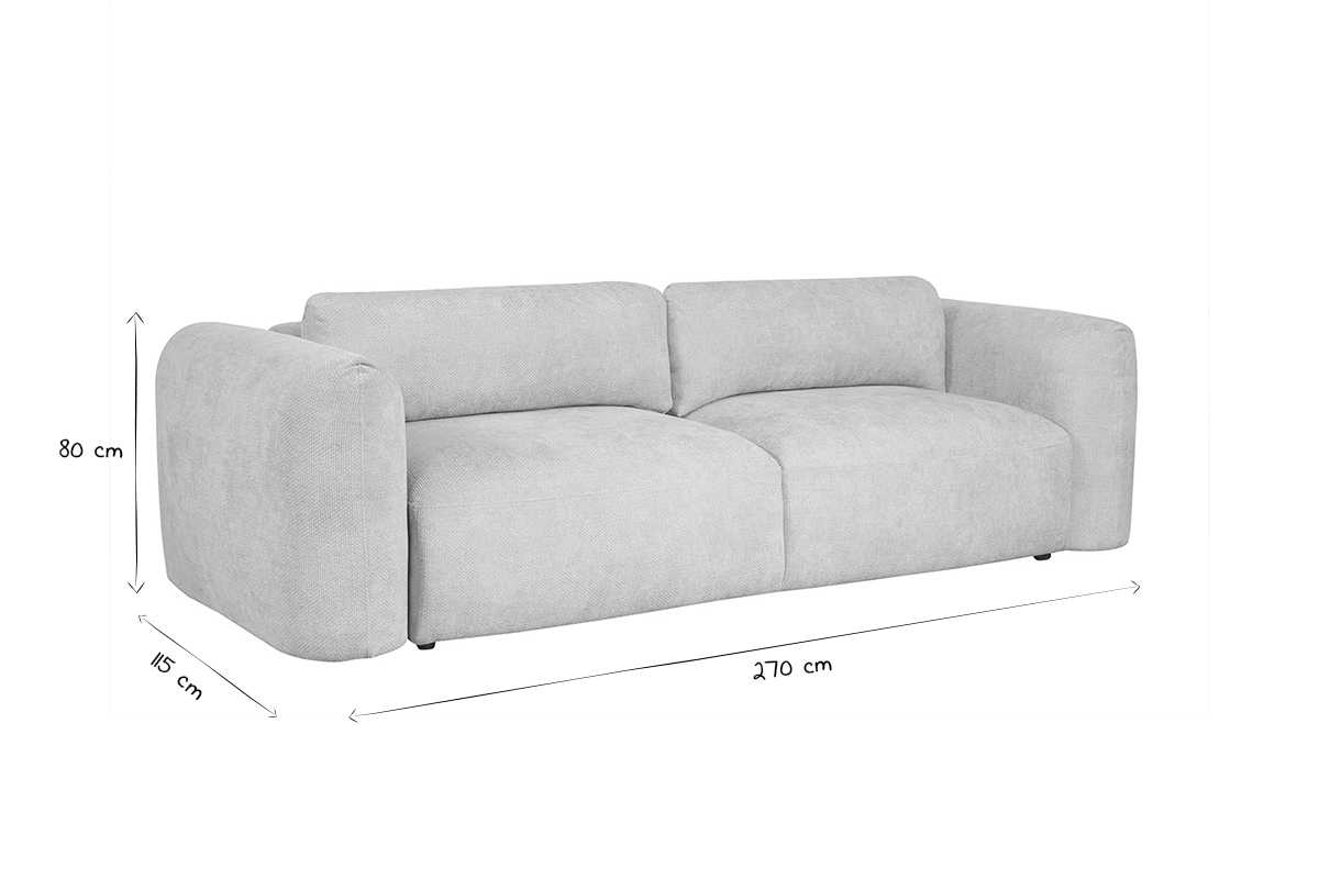 Schlafsofa mit Bettkasten aus beigem Chenille-Veloursstoff 4-Sitzer CRUSH