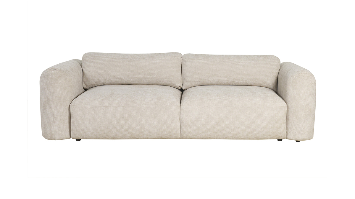 Schlafsofa mit Bettkasten aus beigem Chenille-Veloursstoff 4-Sitzer CRUSH