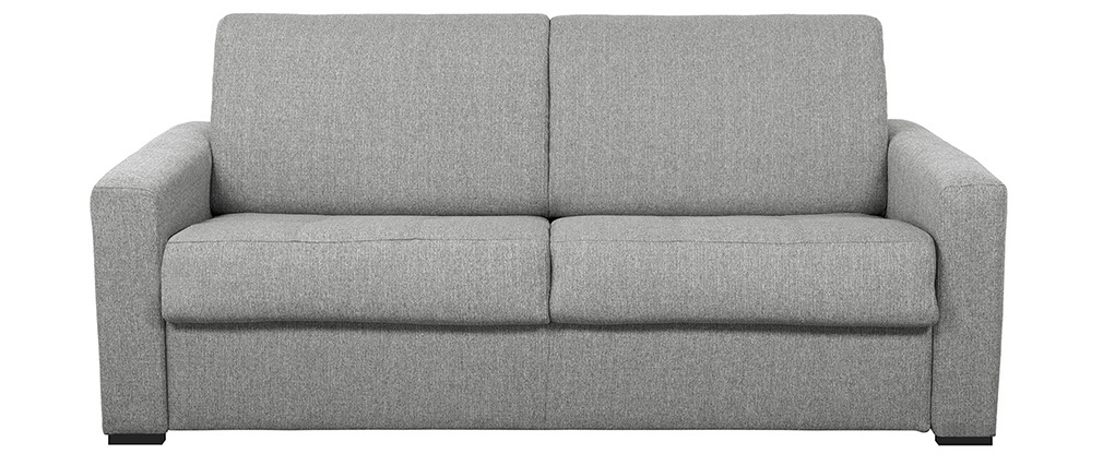 Schlafsofa mit Matratze 140 cm Stoff dunkelgrau DOME - Miliboo