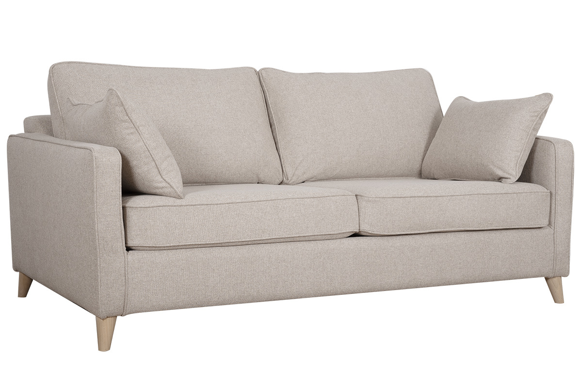 Schlafsofa skandinavisch 3 Pltze naturbeige PAPEL