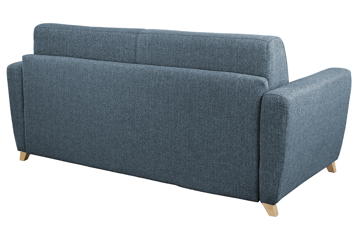 Schlafsofa skandinavisch blau und Holz GRAHAM