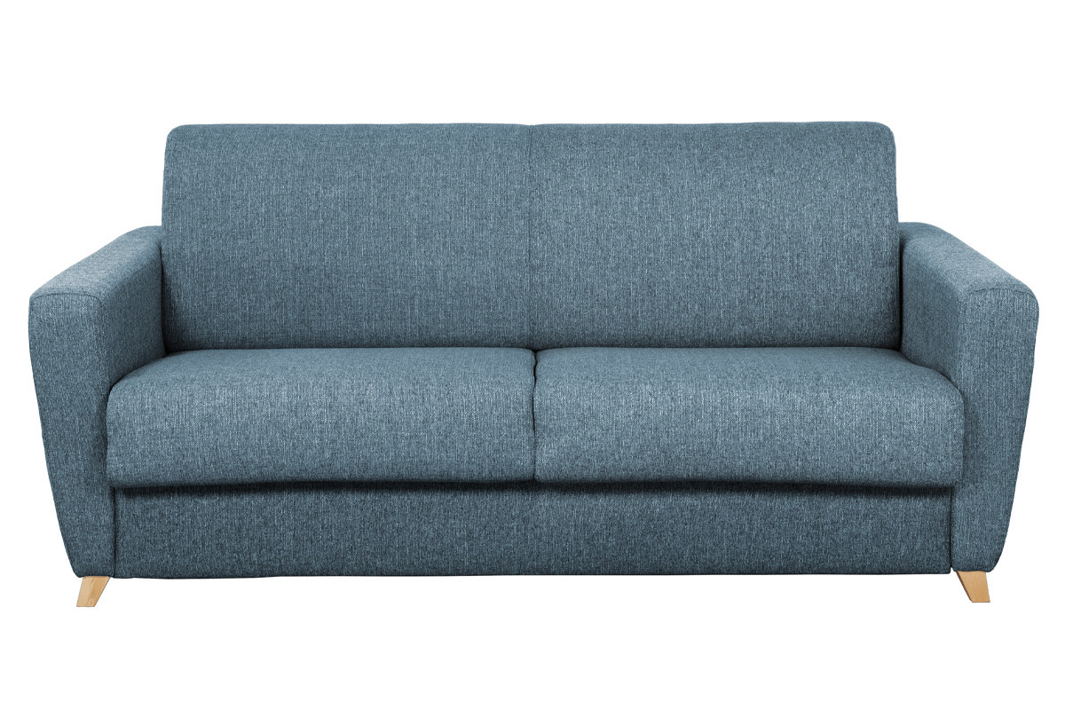 Schlafsofa skandinavisch blau und Holz GRAHAM