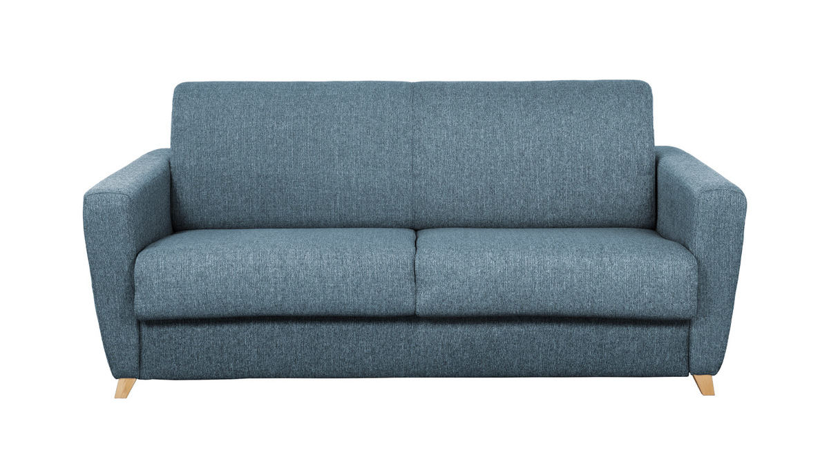 Schlafsofa skandinavisch blau und Holz GRAHAM