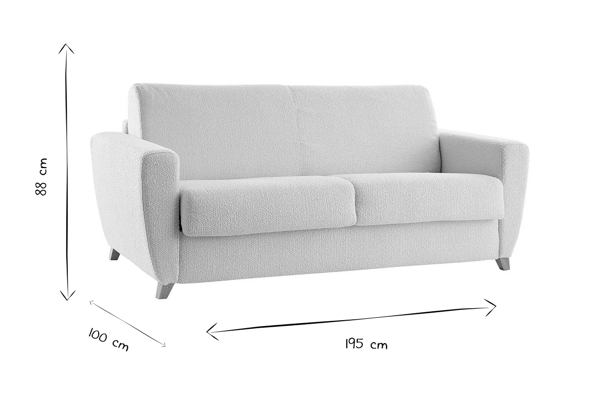 Schlafsofa skandinavisch Hellgrau und Holz GRAHAM