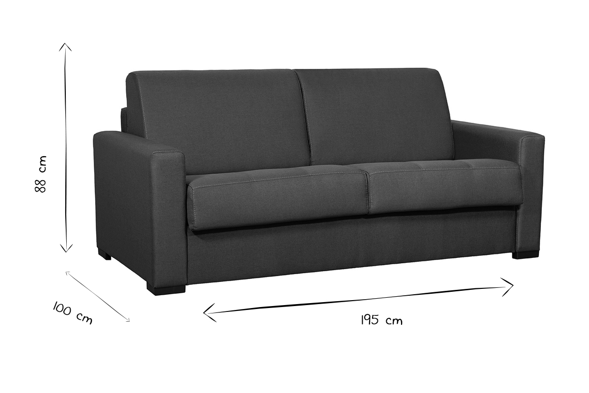 Schlafsofa skandinavisch mit Matratze 18 cm hellgrauer Stoffbezug GRAHAM