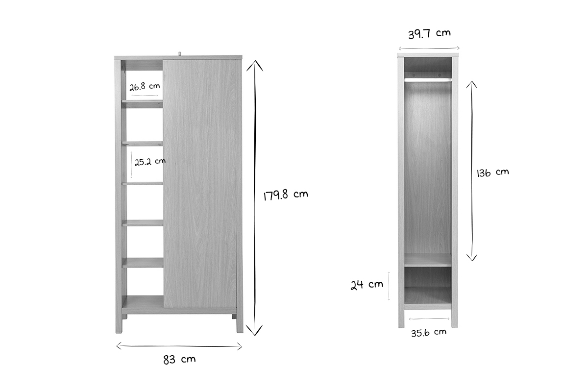 Schrank Flur mit Garderobe und Regalen Eiche GUMBY