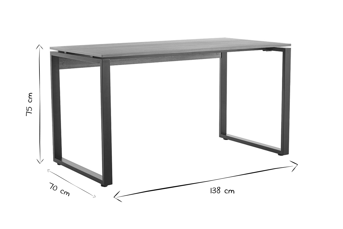 Schreibtisch aus dunklem Holz und schwarzem Metall B138 cm OPAL