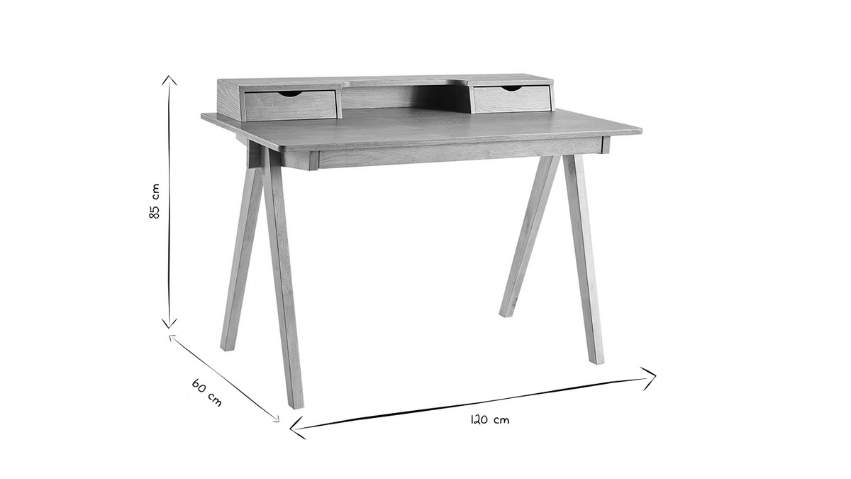 Schreibtisch aus hellem Holz mit Ablagen L120 cm PULITO
