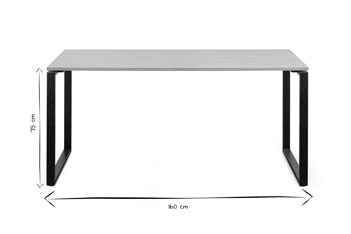 Schreibtisch Furniereiche schwarzes Metallgestell B160 cm OPAL