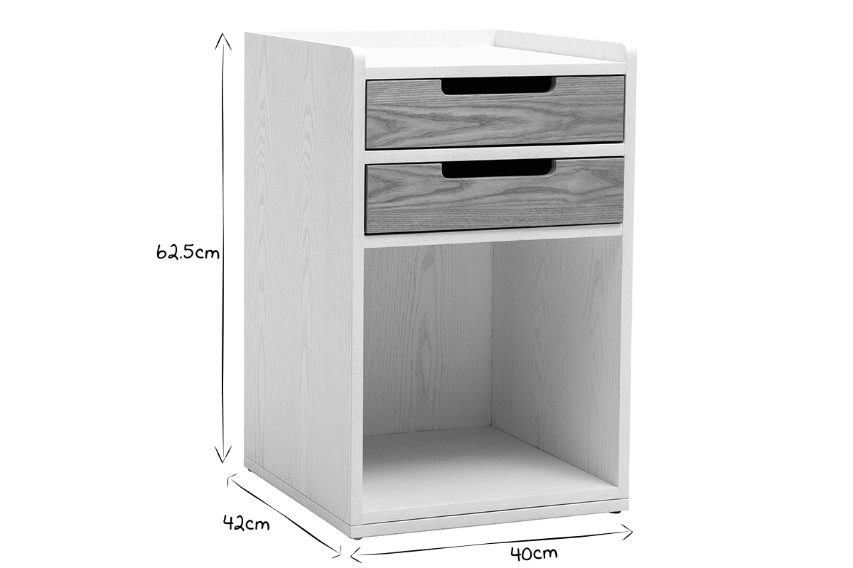 Schreibtischcontainer skandinavisch wei und Holz OPUS