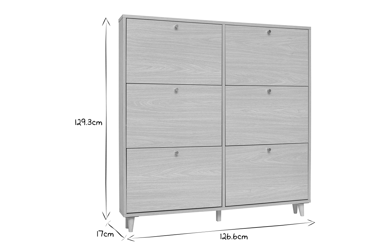 Schuhschrank in hellem Holzdekor Eiche B126 cm SILVESTRE