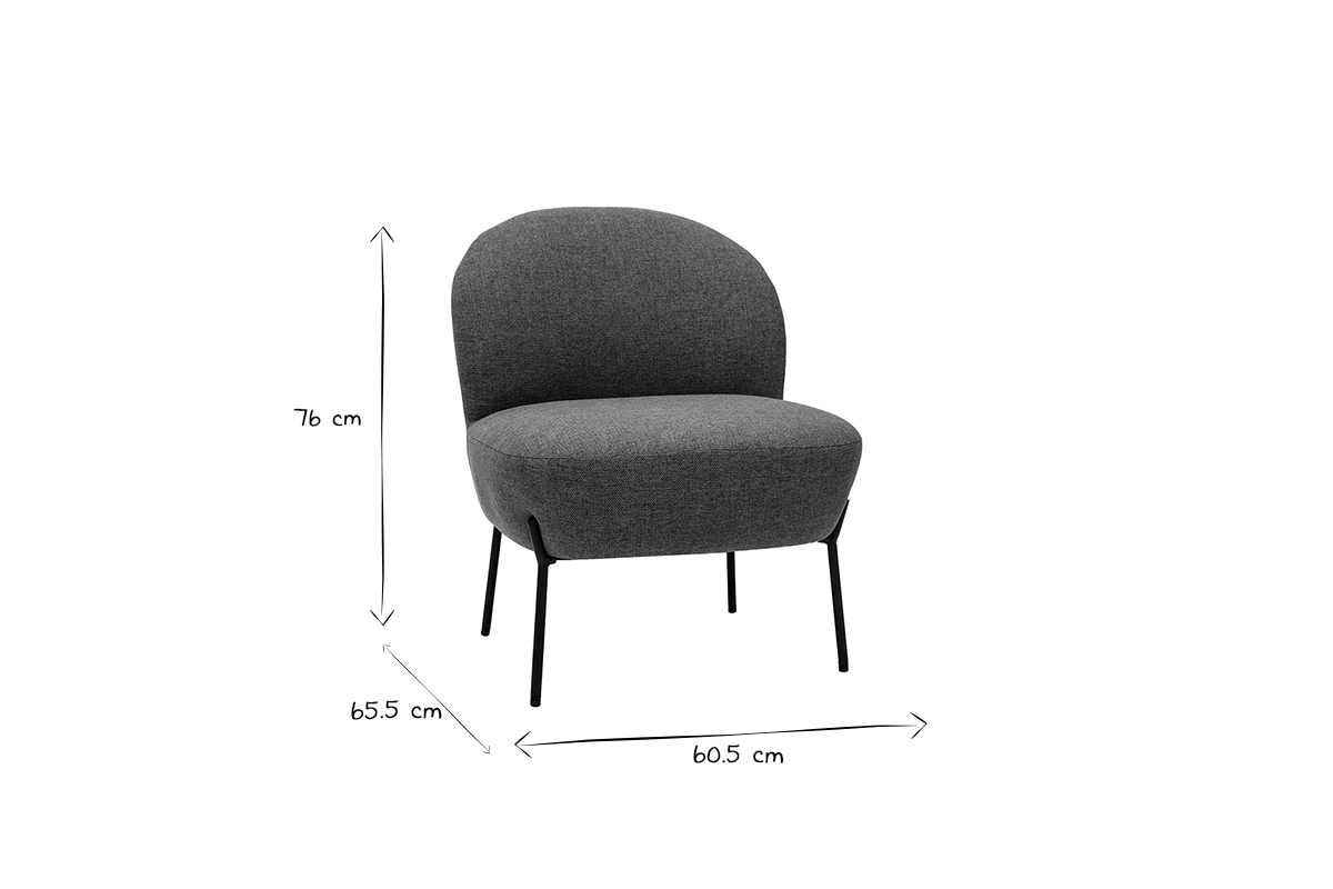 Sessel aus graugrnem Stoff und schwarzem Metall BELEY