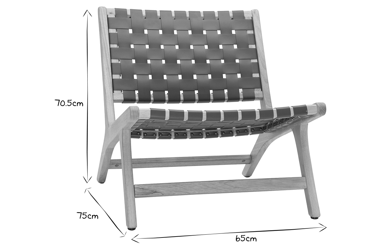 Sessel aus Holz mit geflochtenen Riemen in Braun BONDI