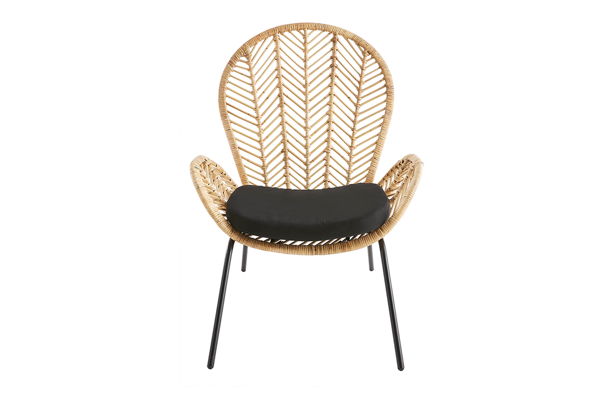 Sessel aus Rattan, Stoff und schwarzem Metall PEACOCK