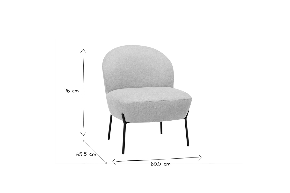 Sessel im beigen Samtdesign mit schwarzem Metall BELEY