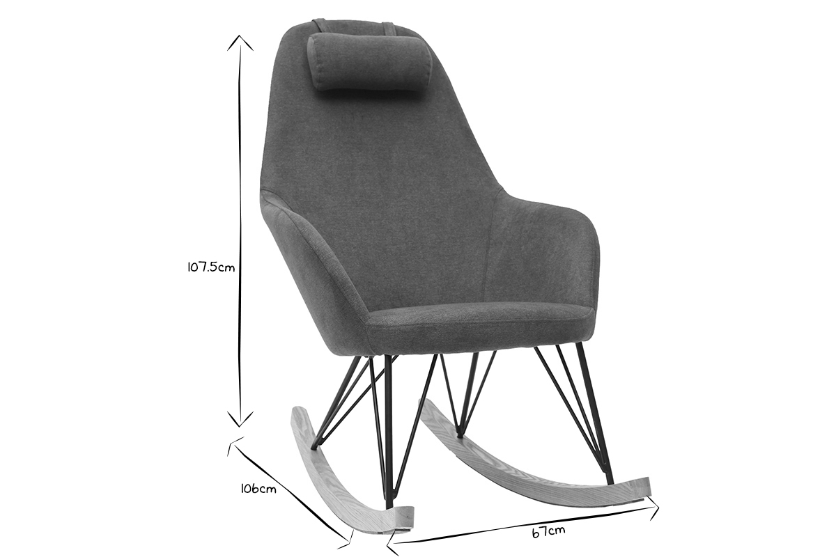 Sessel Schaukelstuhl Samteffekt Blau Fe Metall und Holz JHENE