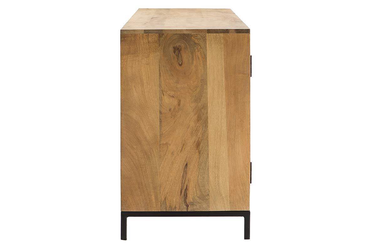 Sideboard industrieller Stil aus Mangoholz und Metall perforiert RACK