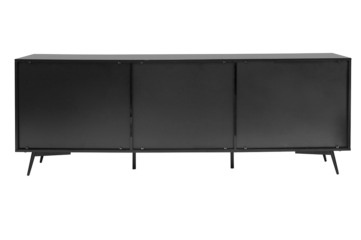 Sideboard mattschwarz Walnussfurnier 3 Tren B200 cm MERMOZ