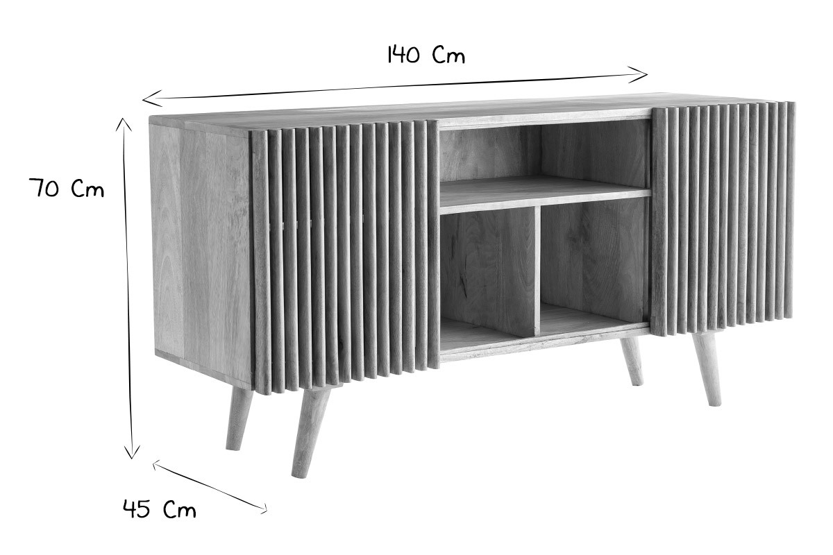 Sideboard mit Schiebetren ALBA aus massivem Mangoholz