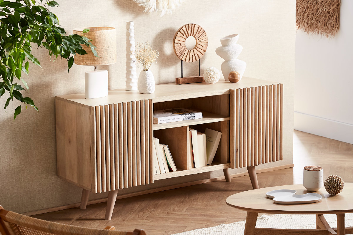 Sideboard mit Schiebetren ALBA aus massivem Mangoholz