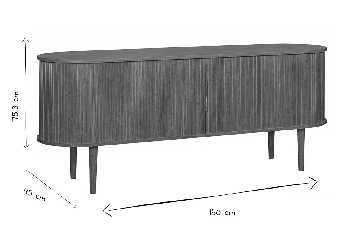 Sideboard mit Schiebetren aus Eichenfurnier und massiver Eiche B 160 cm EPIC