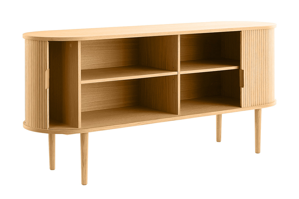 Sideboard mit Schiebetren aus Eichenfurnier und massiver Eiche B 160 cm EPIC