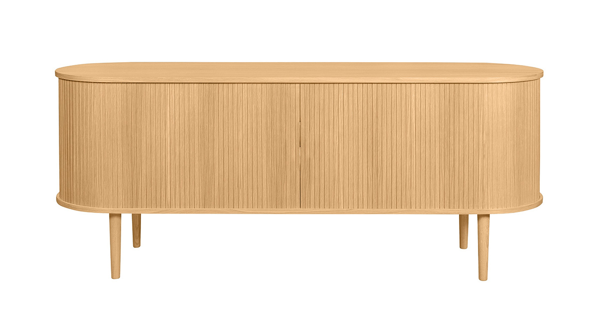 Sideboard mit Schiebetren aus Eichenfurnier und massiver Eiche B 160 cm EPIC