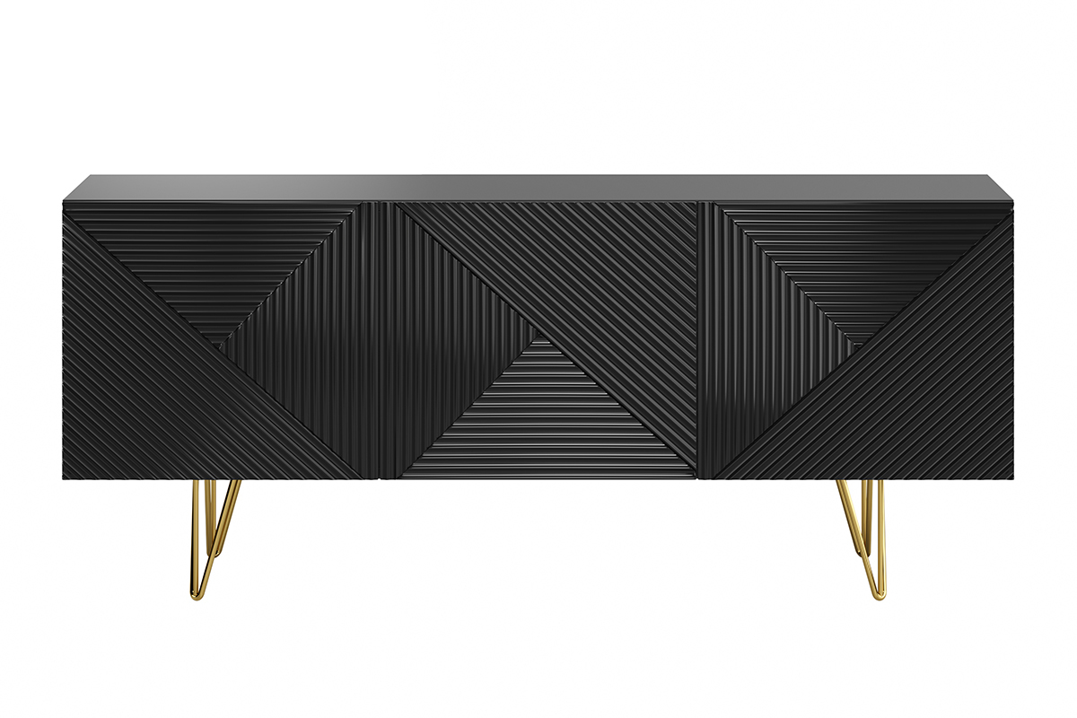 Sideboard schwarz und goldfarben 3-trig L160 cm OZEN