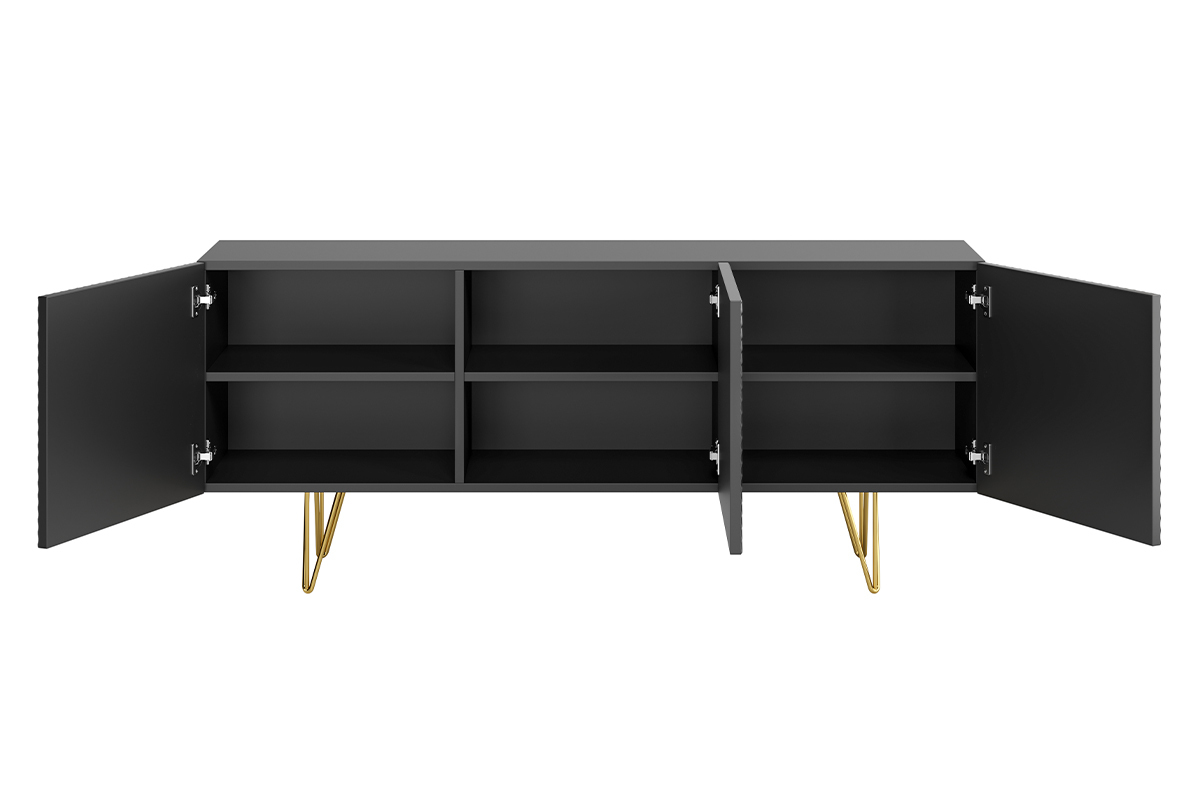 Sideboard schwarz und goldfarben 3-trig L160 cm OZEN