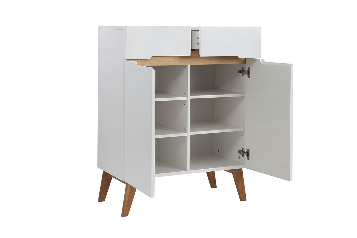 Sideboard Skandinavienstil Wei und Esche 80 cm MELKA