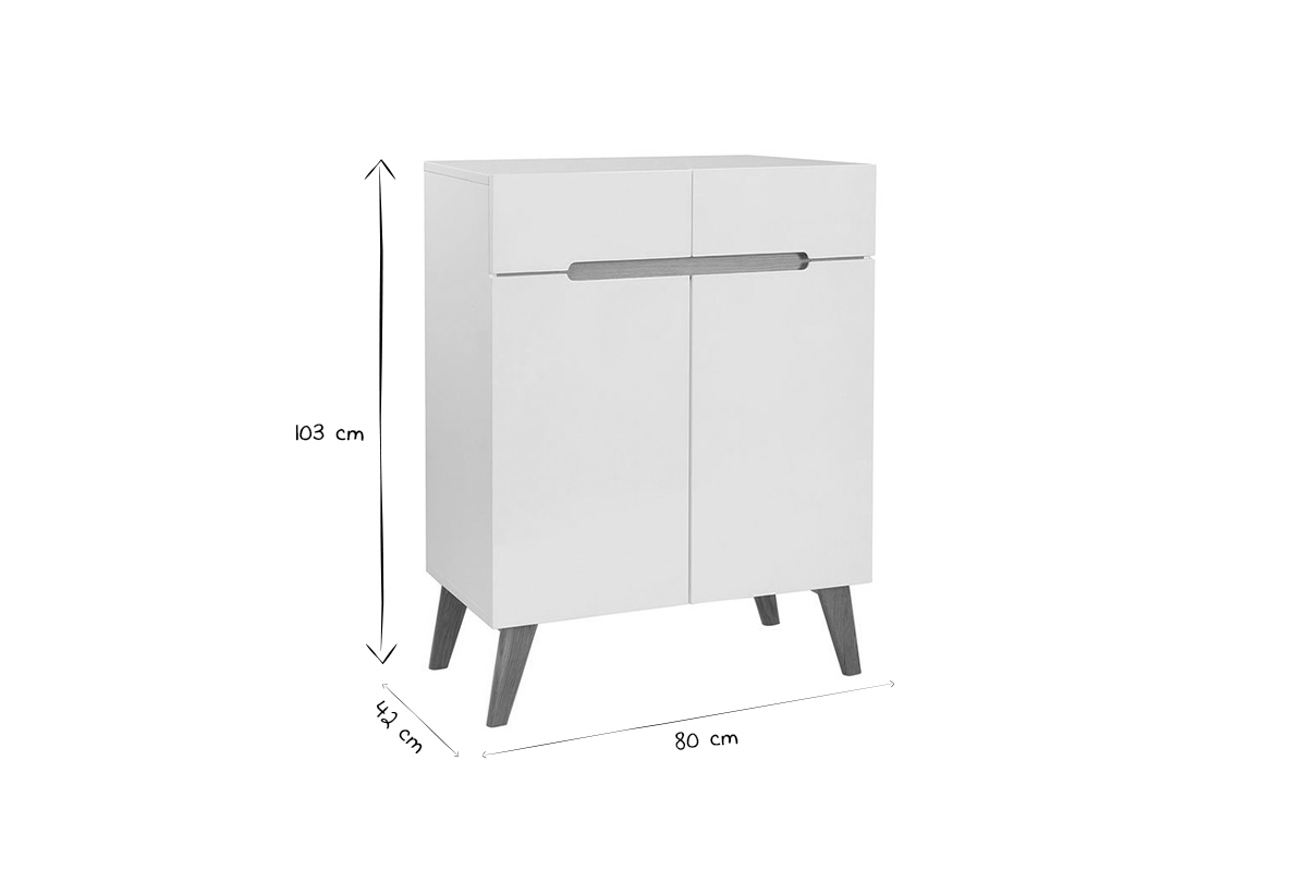 Sideboard Skandinavienstil Wei und Esche 80 cm MELKA