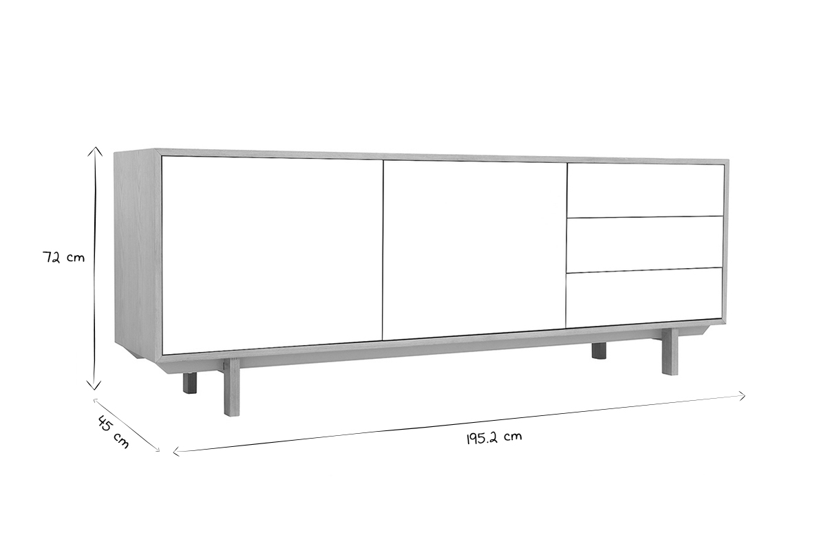 Sideboard skandinavisch Holz Wei 195 cm SID