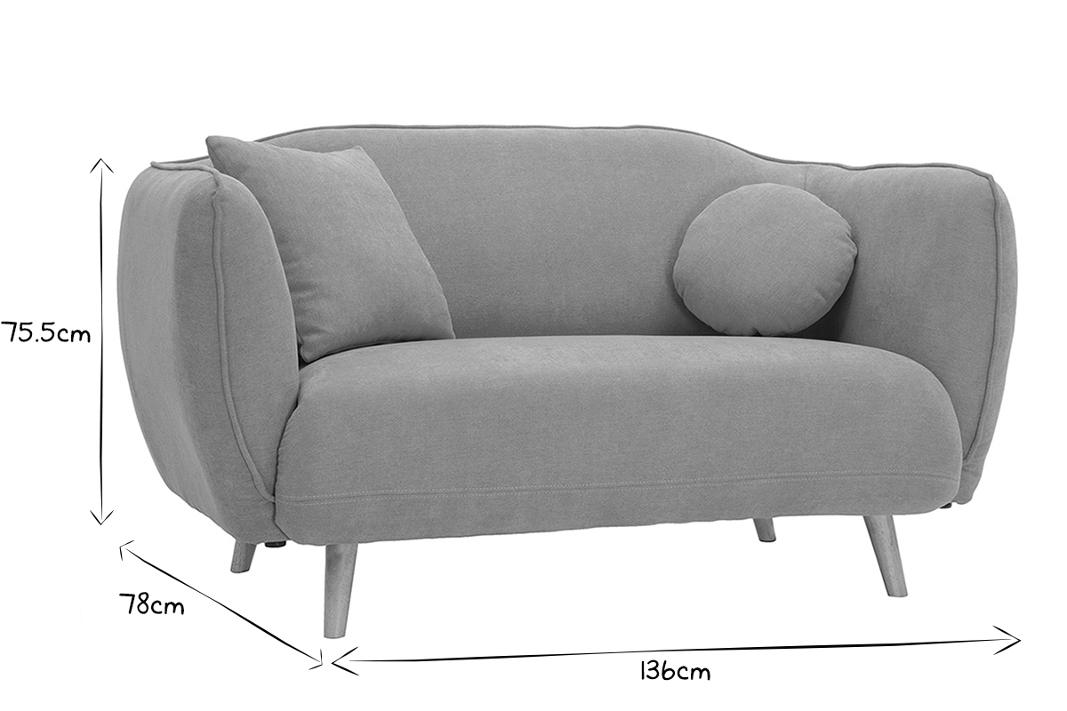 Skandinavisch inspiriertes Sofa aus senfgelbem Stoff mit Samt-Effekt Zwei-Sitzer FOLK