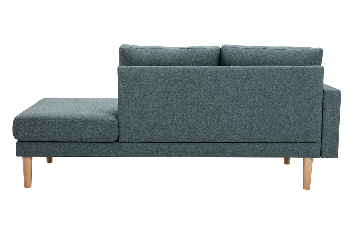 Skandinavische Chaiselongue aus graugrnem Stoff und hellem Massivholz B190 cm BERTILLE