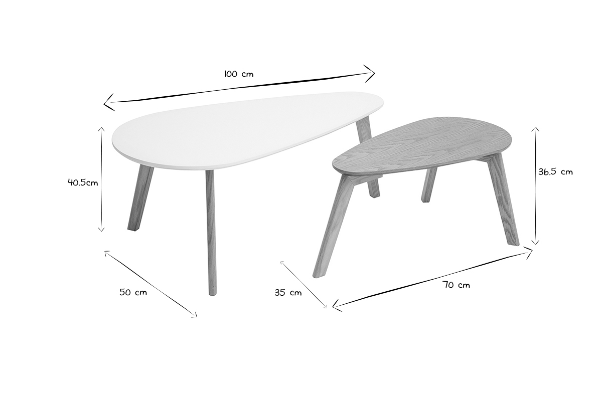 Skandinavische Eiche und weie Couchtische (2er-Set) ARTIK