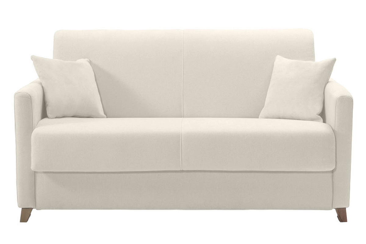 Skandinavische Schlafcouch beige mit Matratze 13 cm 2-3-Sitzer SKANDY