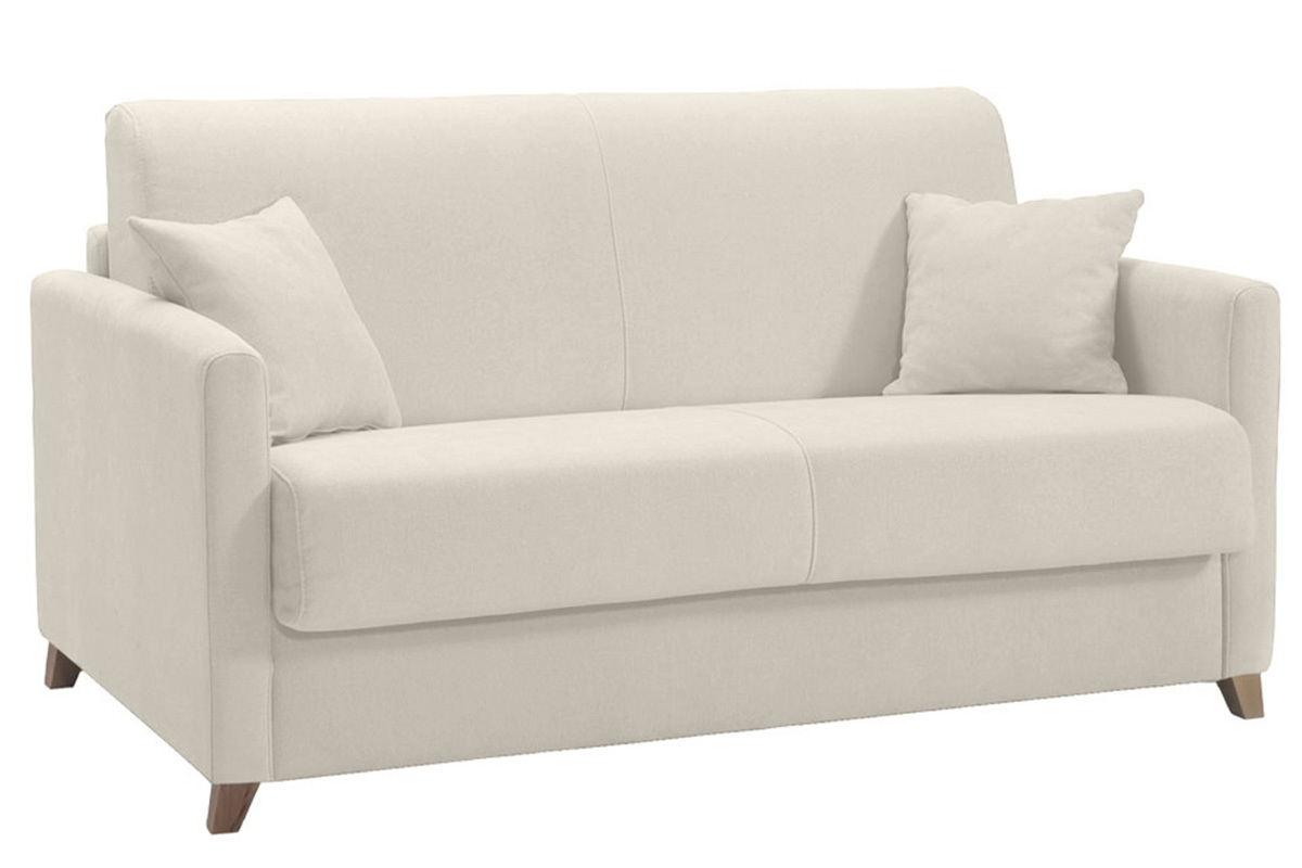 Skandinavische Schlafcouch beige mit Matratze 13 cm 2-3-Sitzer SKANDY