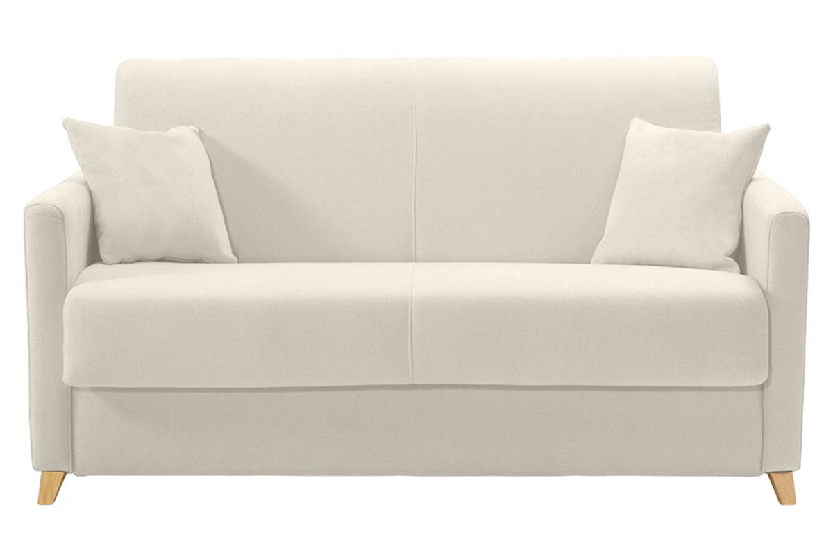 Skandinavische Schlafcouch beige mit Matratze 13 cm 2-3-Sitzer SKANDY