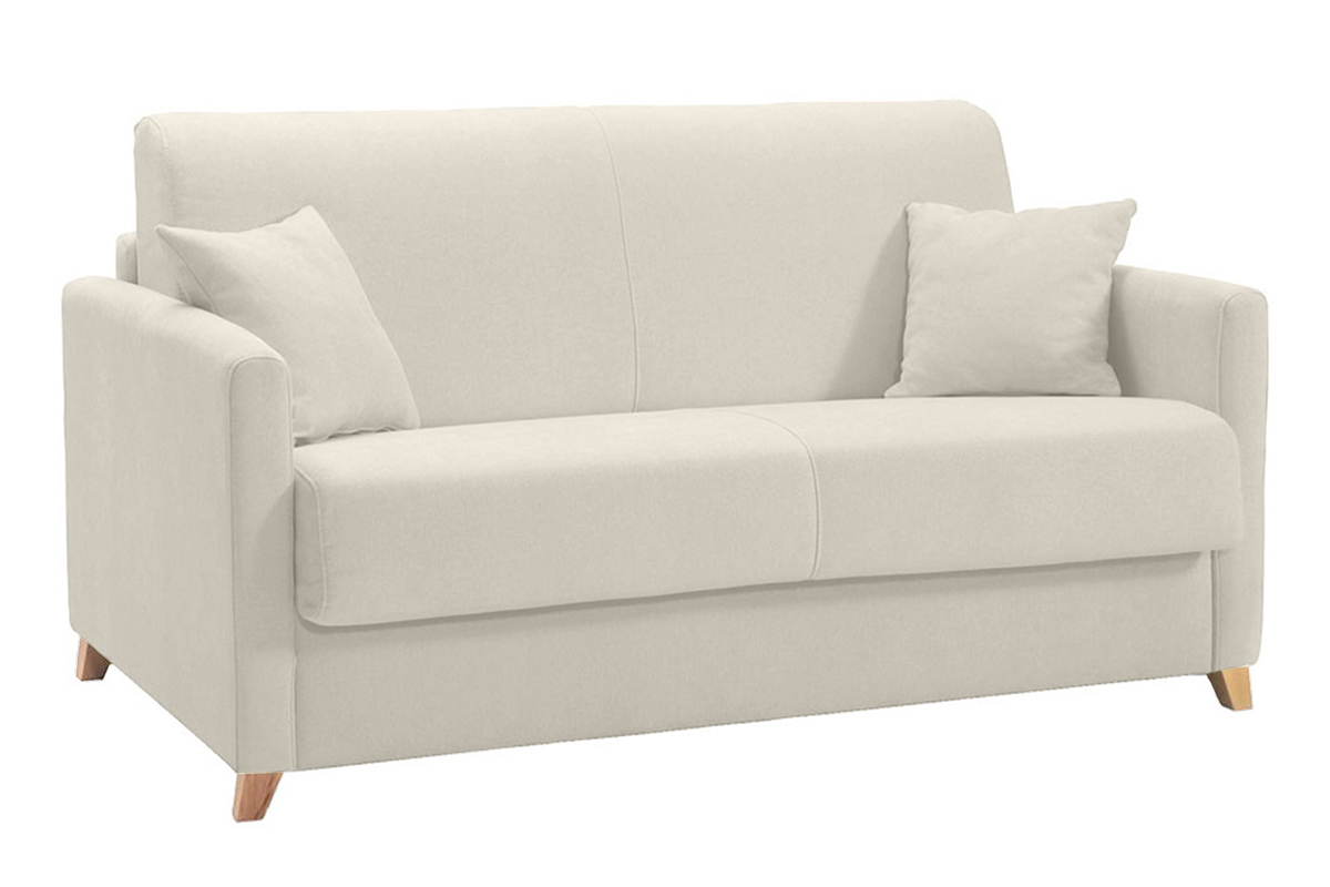 Skandinavische Schlafcouch beige mit Matratze 13 cm 2-3-Sitzer SKANDY