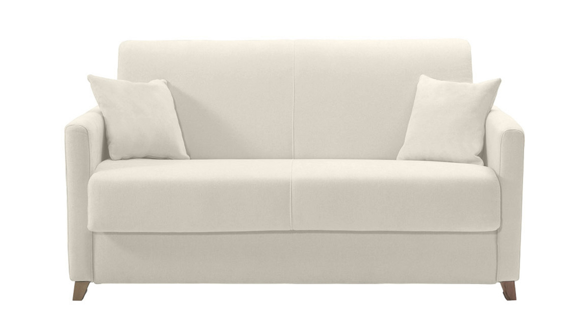 Skandinavische Schlafcouch beige mit Matratze 13 cm 2-3-Sitzer SKANDY