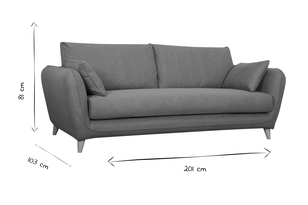 Skandinavische Schlafcouch beige mit Matratze Dicke 10 cm 3-Sitzer CREEP