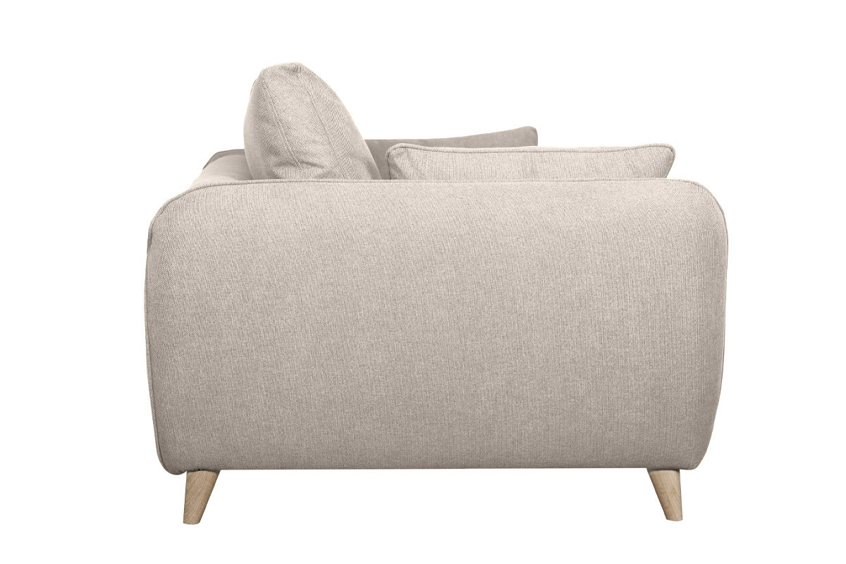 Skandinavische Schlafcouch beige mit Matratze Dicke 10 cm 3-Sitzer CREEP