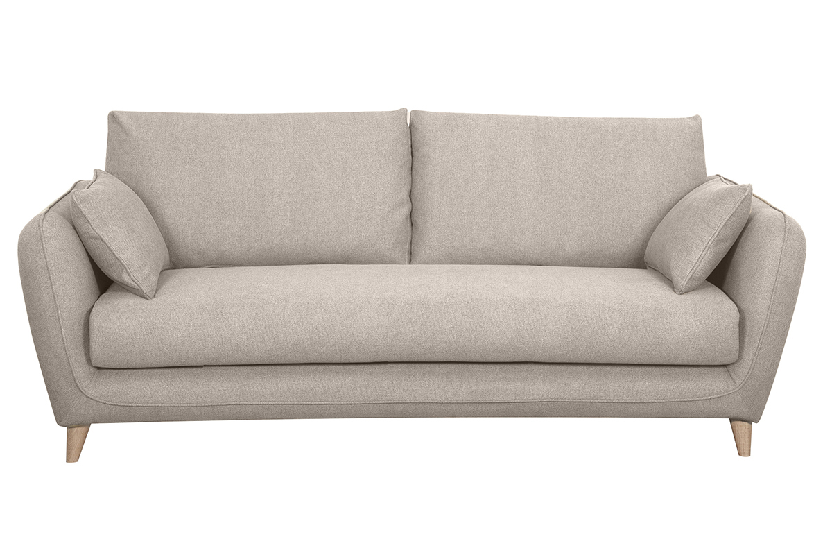 Skandinavische Schlafcouch beige mit Matratze Dicke 10 cm 3-Sitzer CREEP