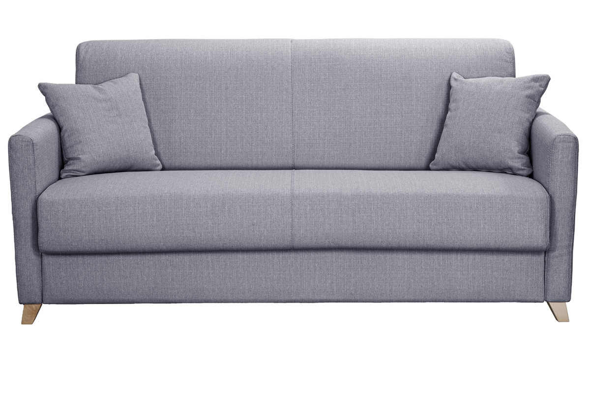 Skandinavische Schlafcouch hellgrau mit Matratze 18 cm 3-Sitzer SKANDY