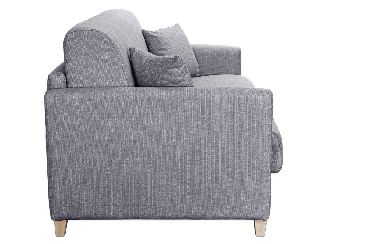 Skandinavische Schlafcouch hellgrau mit Matratze 18 cm 3-Sitzer SKANDY