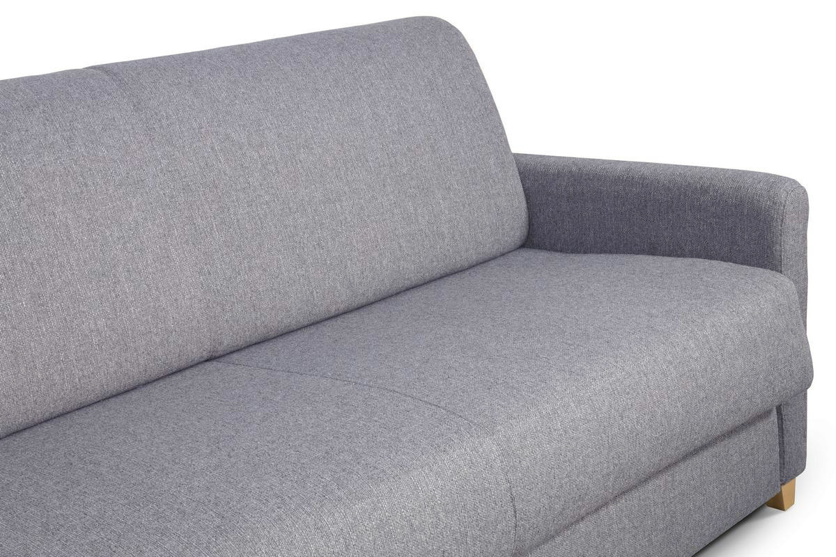 Skandinavische Schlafcouch hellgrau mit Matratze 18 cm 3-Sitzer SKANDY