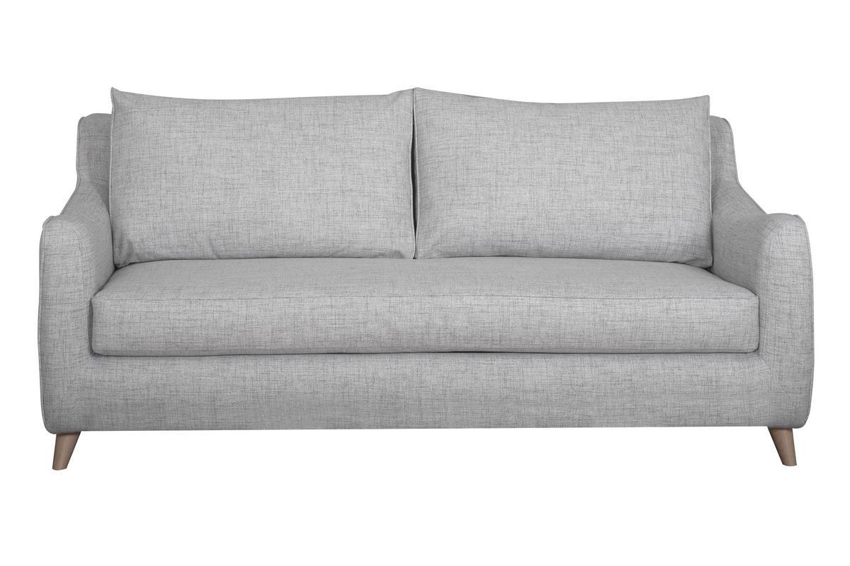 Skandinavische Schlafcouch hellgrau mit Matratze Dicke 10 cm 3-Sitzer VENDOME