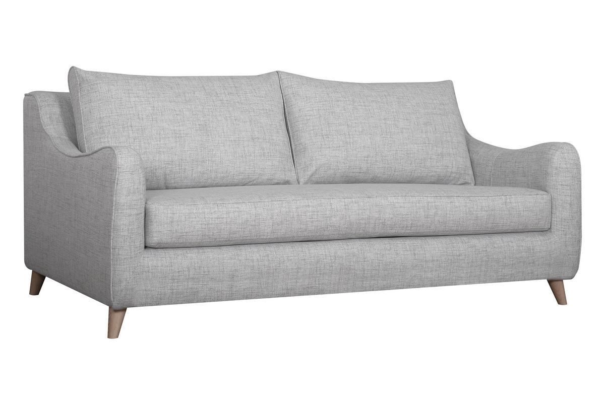 Skandinavische Schlafcouch hellgrau mit Matratze Dicke 10 cm 3-Sitzer VENDOME