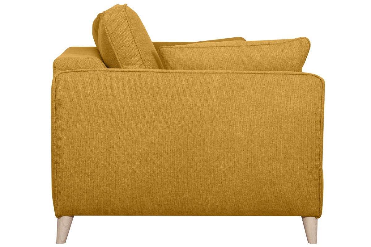 Skandinavische Schlafcouch kumingelb mit Matratze Dicke 10 cm 3-Sitzer PAPEL